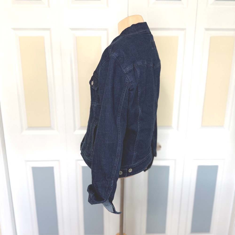 Levis Womens Trucker Jacket Dark Indigo Denim Button Up 72273-0001 Size L - Picture 3 of 11